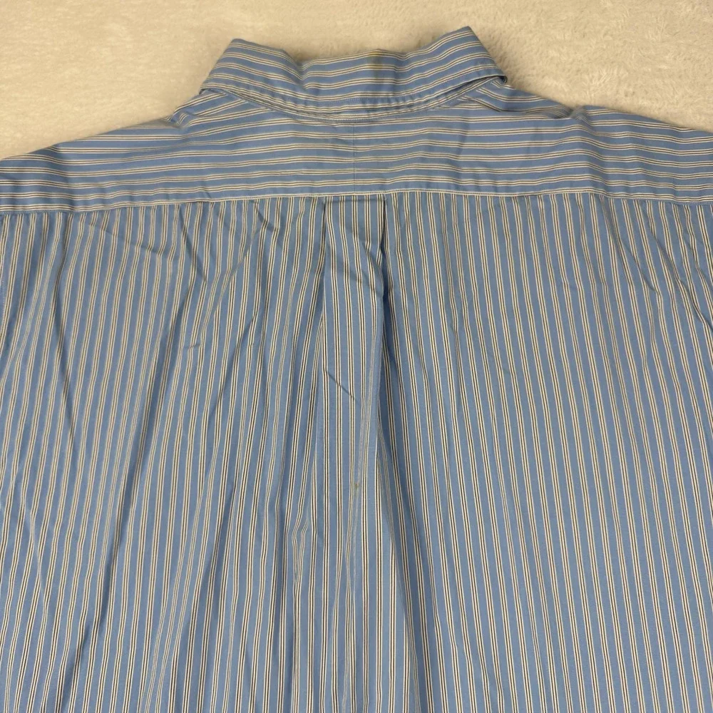 Ralph Lauren Button Down Mens 17 34/35 Blue White Striped Classic Fit Shirt